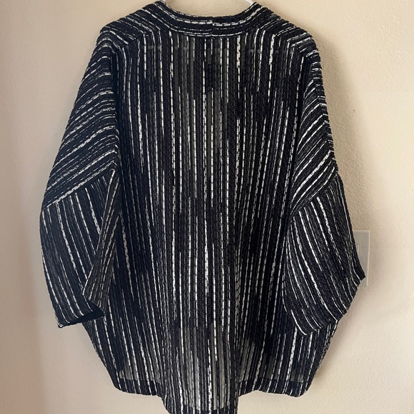 Eskandar Sloped Shoulder Deep V Neck Jacket 3/4 Sleeve Size 0 - Picture 8 of 11